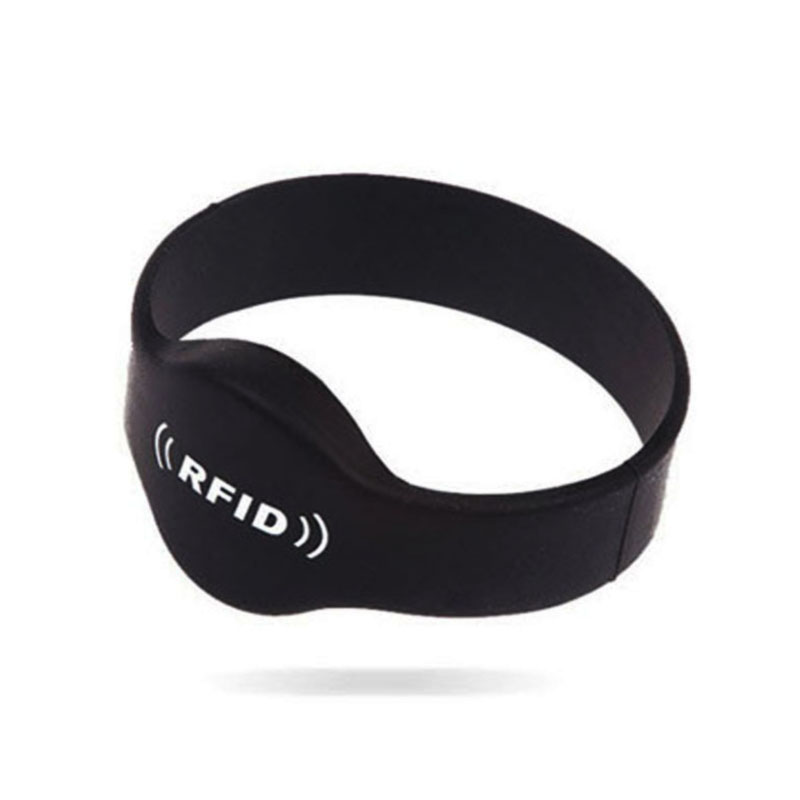 Black RFID Wristbands Waterproof Closed Type Silicone Bracelets