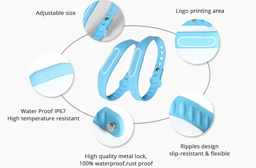 Blue Silicone HF Wristbands With RFID Chips Details Blue Silicone HF Wristbands With RFID Chips Details