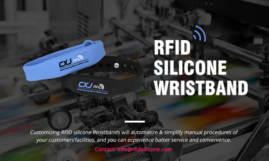 Waterproof Blue & Black RFID Wristband Silicone With Chip Waterproof Blue & Black RFID Wristband Silicone With Chip