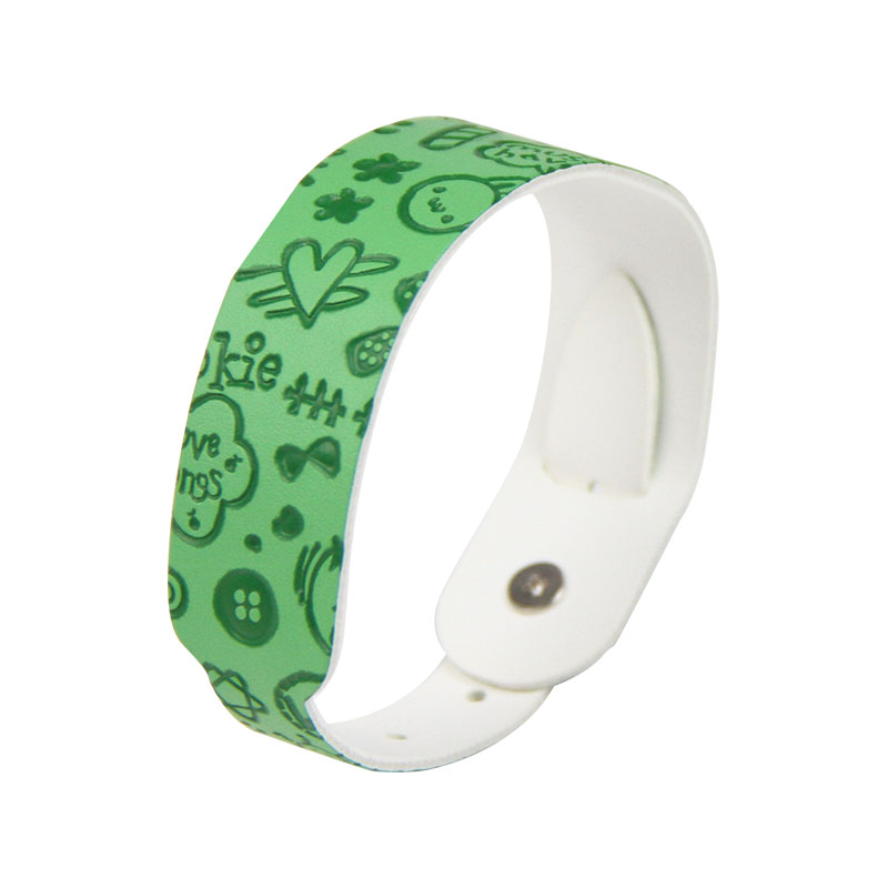 Embossed Printing RFID Leather Bracelet MIFARE&reg; RFID Wristband