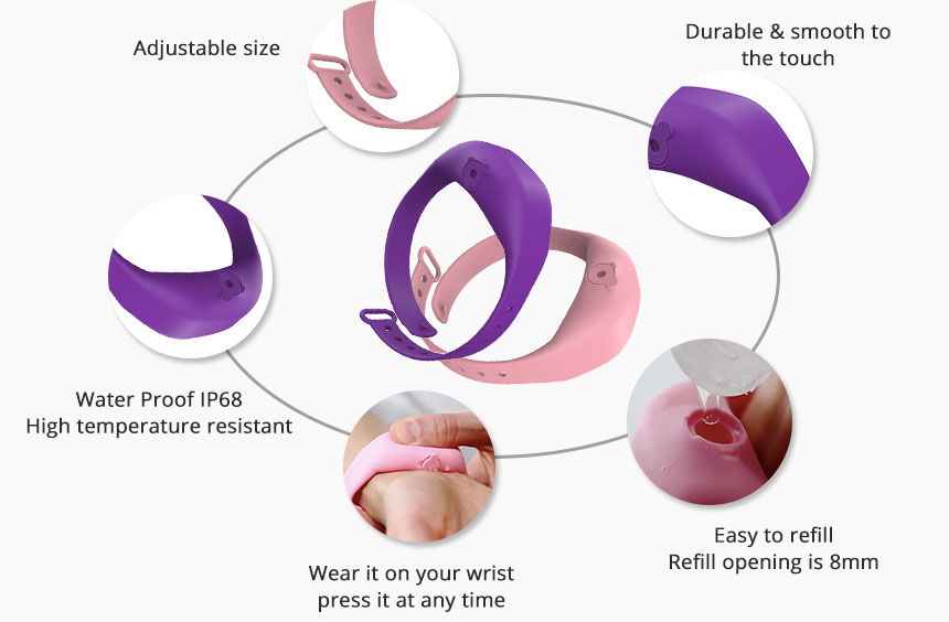 Details of Silicone Sanitizer Wristband RS-SW001 Details of Silicone Sanitizer Wristband RS-SW001