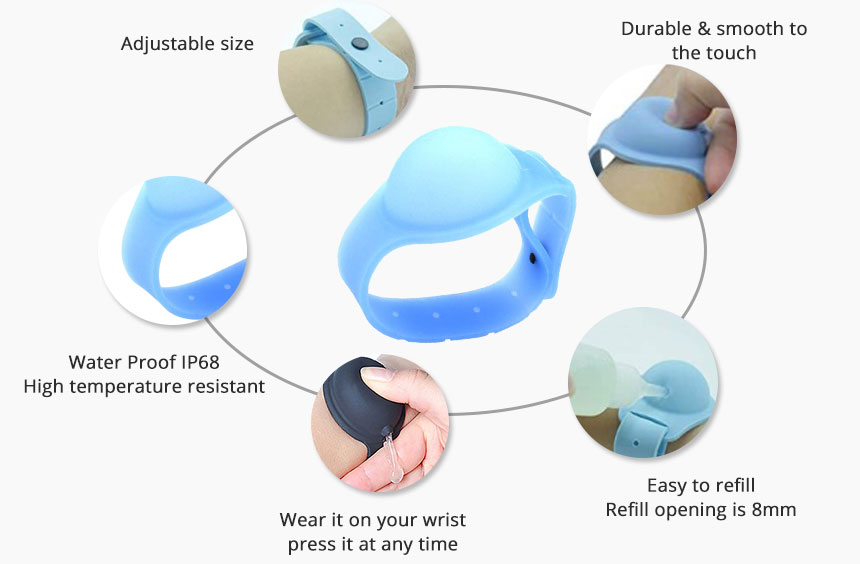 Details of Silicone Wristband Sanitizer Dispenser RS-SW002 Details of Silicone Wristband Sanitizer Dispenser RS-SW002