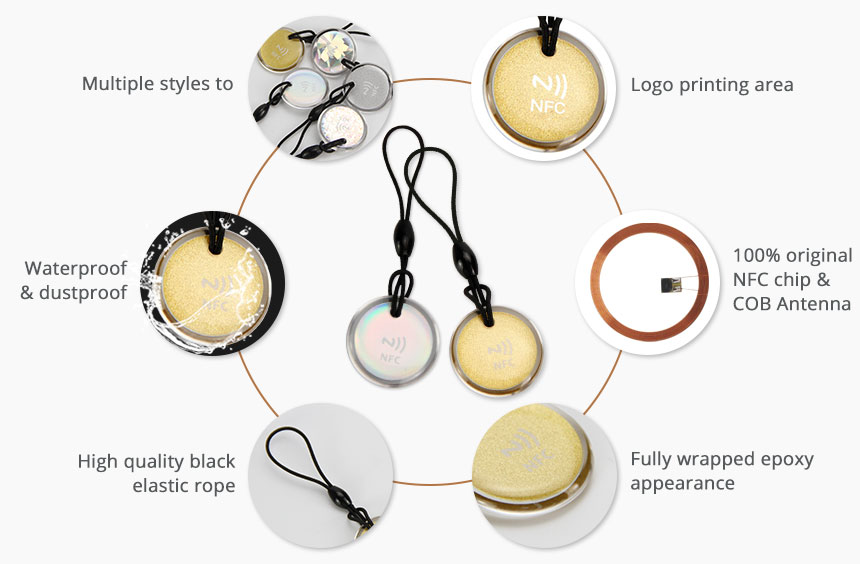 The Details of NFC Tag Keychain Diameter 20MM Epoxy Card RS-NET009