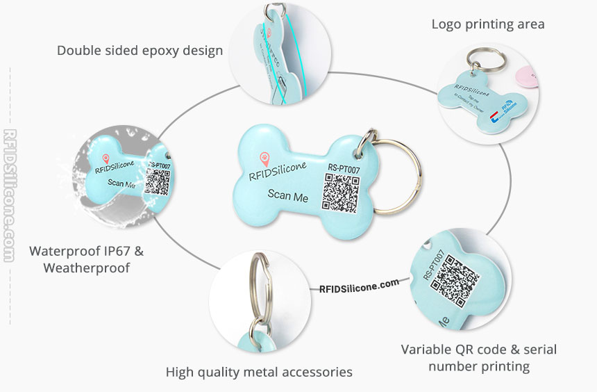 Details of Bone Shaped Double Sided Epoxy NFC Pet Tag RS-PT007 Details of Bone Shaped Double Sided Epoxy NFC Pet Tag RS-PT007