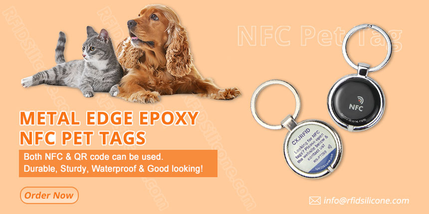 Wholesale Stainless Steel Edge NTAG216 Pet Tag NFC Epoxy Tags at RFIDSilicone Wholesale Stainless Steel Edge NTAG216 Pet Tag NFC Epoxy Tags at RFIDSilicone