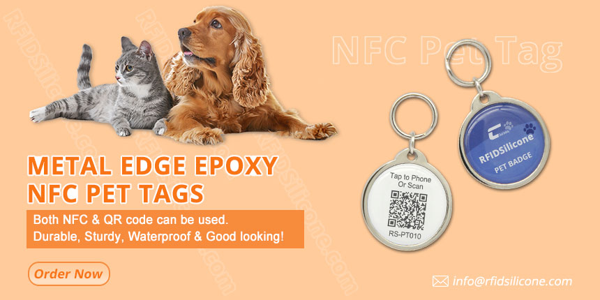 Custom Metal Edge NFC Smart Dog Tag QR Code Tag Custom Metal Edge NFC Smart Dog Tag QR Code Tag