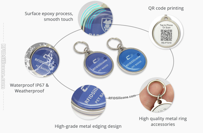 Details of Metal Edge NFC Smart Dog Tag QR Code Tag RS-PT010 Details of Metal Edge NFC Smart Dog Tag QR Code Tag RS-PT010