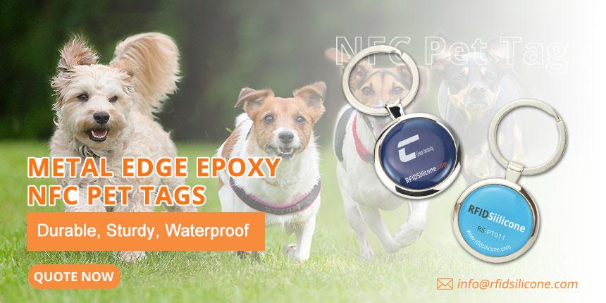 Customized Metal Edge RFID Dog Tag Anti-lost NFC Pet Tags - RFIDSilicone Customized Metal Edge RFID Dog Tag Anti-lost NFC Pet Tags - RFIDSilicone