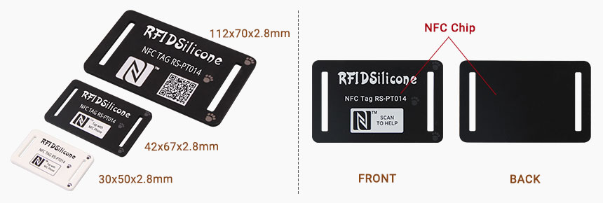 Size of Soft Silicone NFC Pet Tags RS-PT014