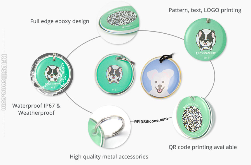Details of Full Epoxy Diameter 34mm Anti-lost NFC & QR Code Dog Tag RS-PT019 Details of Full Epoxy Diameter 34mm Anti-lost NFC & QR Code Dog Tag RS-PT019