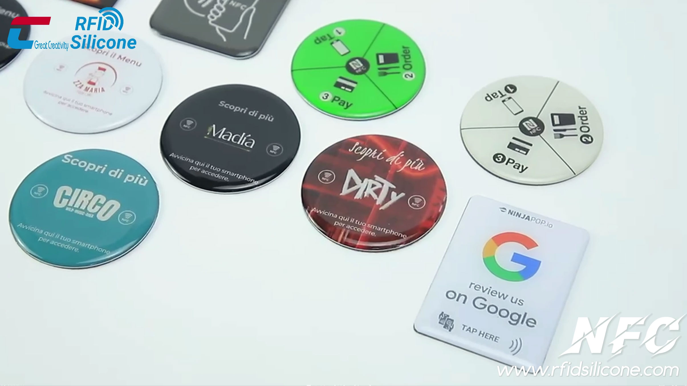 Menu & Google Review Epoxy NFC Tag 13.56 MHz NFC Sticker