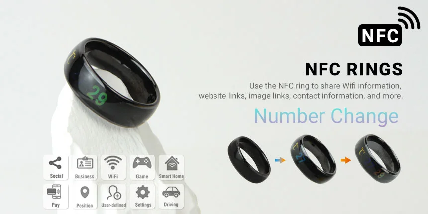 Smart NFC Chip Ring Digital Body Temperature Sensor Rings with Number Change Smart NFC Chip Ring Digital Body Temperature Sensor Rings with Number Change