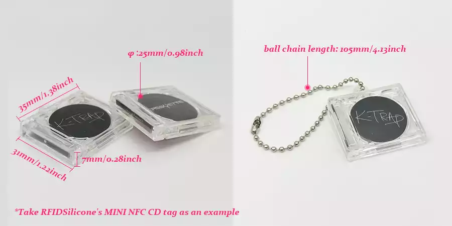 Take RFIDSilicone's MINI NFC CD tag as an example Take RFIDSilicone's MINI NFC CD tag as an example