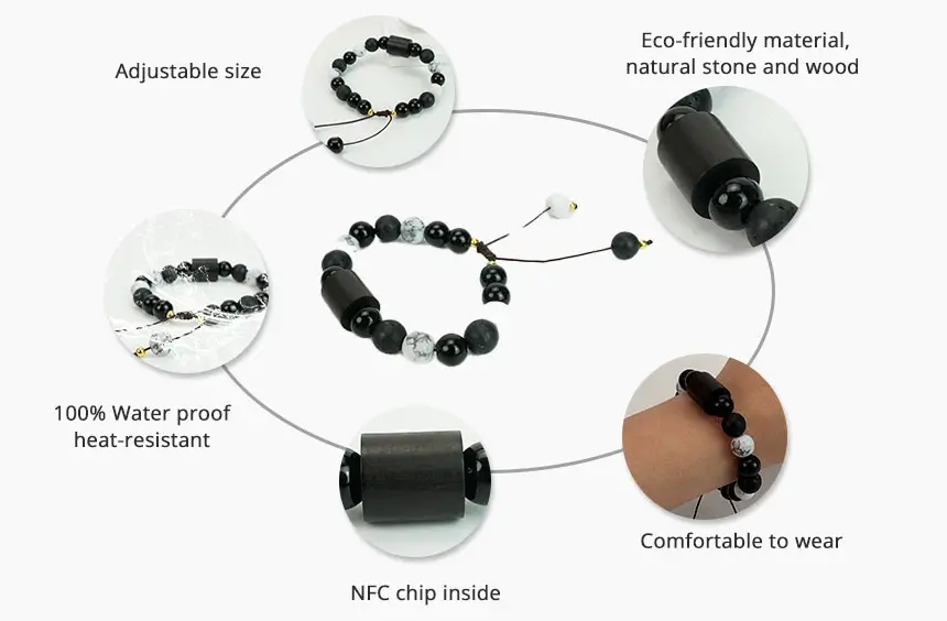 details of adjustable nfc chip bracelet rs-nw016