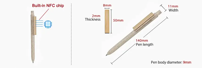 Size & design of RFIDSilicone Smart NFC Pen RS-NP003 Size & design of RFIDSilicone Smart NFC Pen RS-NP003