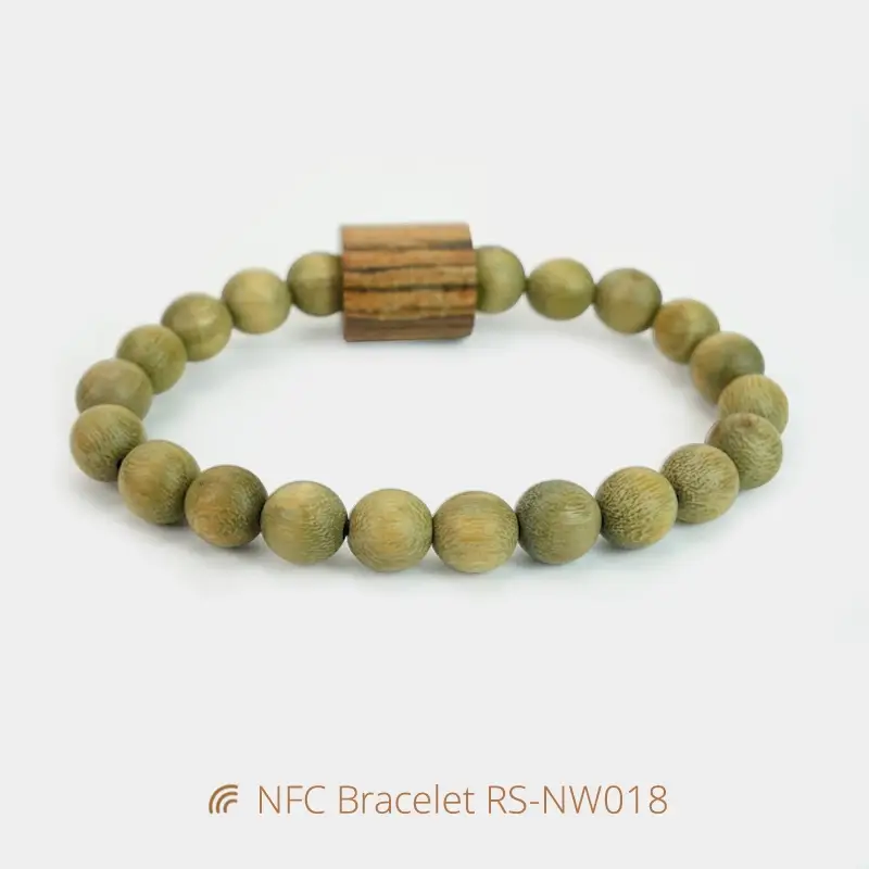 Green Sandalwood NTAG213 Wristband NFC Christian Bracelets