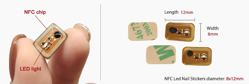 Product Size of NFC LED Nail Stickers RS-NN001 Product Size of NFC LED Nail Stickers RS-NN001