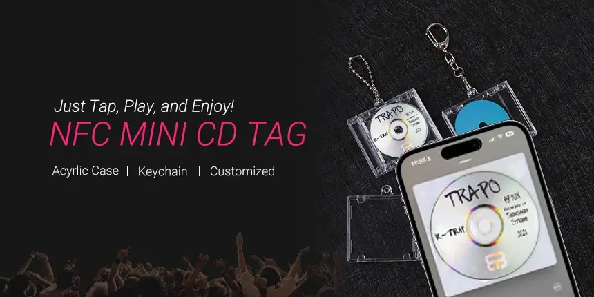 music nfc mini cd tag acrylic cd case ntag213 keychains