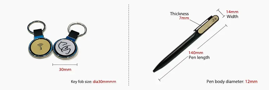 CXJ NFC Pen & Key Fob NFC Sizes CXJ NFC Pen & Key Fob NFC Sizes