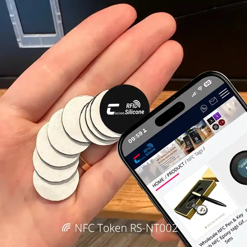 Customized Anti-metal NFC Coin NFC Tokens with 3M Adhesive