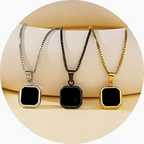 Modern NFC Jewelry Necklace in Black Acrylic & Steel Modern NFC Jewelry Necklace in Black Acrylic & Steel