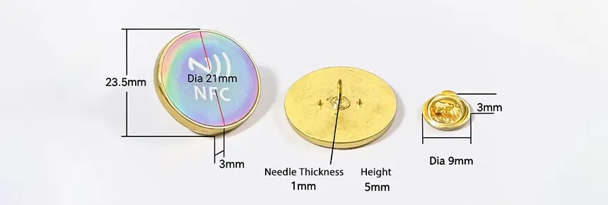 Product Sizes CXJ NFC Lapel Pin RS-NP009 Product Sizes CXJ NFC Lapel Pin RS-NP009