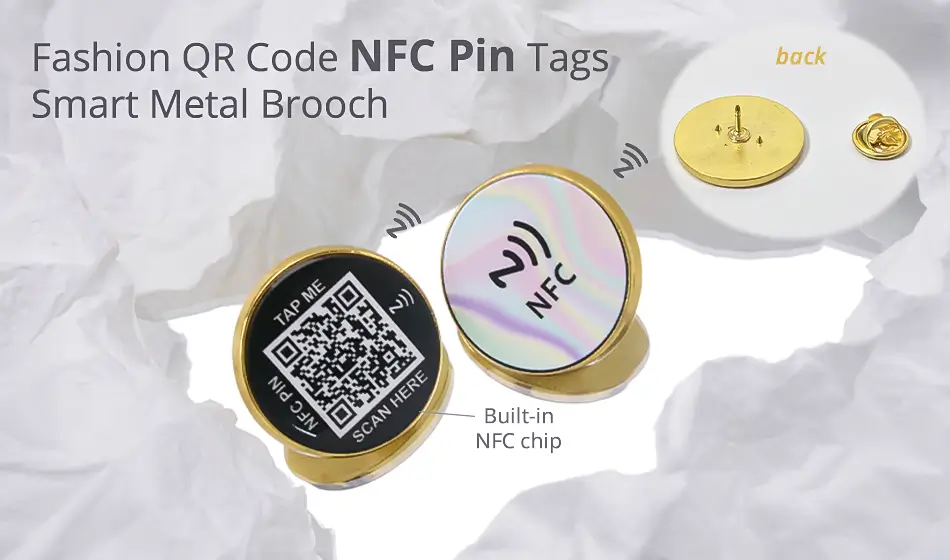 CXJ Fashion QR Code NFC Pin Tags Smart Metal Brooch CXJ Fashion QR Code NFC Pin Tags Smart Metal Brooch