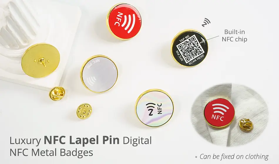CXJ Luxury NFC Lapel Pin Digital NFC Metal Badges CXJ Luxury NFC Lapel Pin Digital NFC Metal Badges
