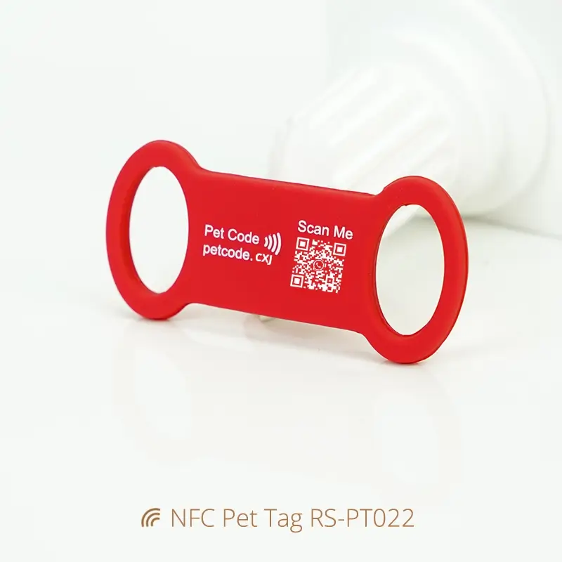 Customized NFC Silicone Pet Tags with QR Code Printing