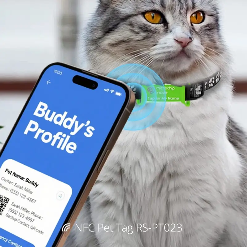 NFC Custom Pet ID Tags Waterproof Soft Silicone