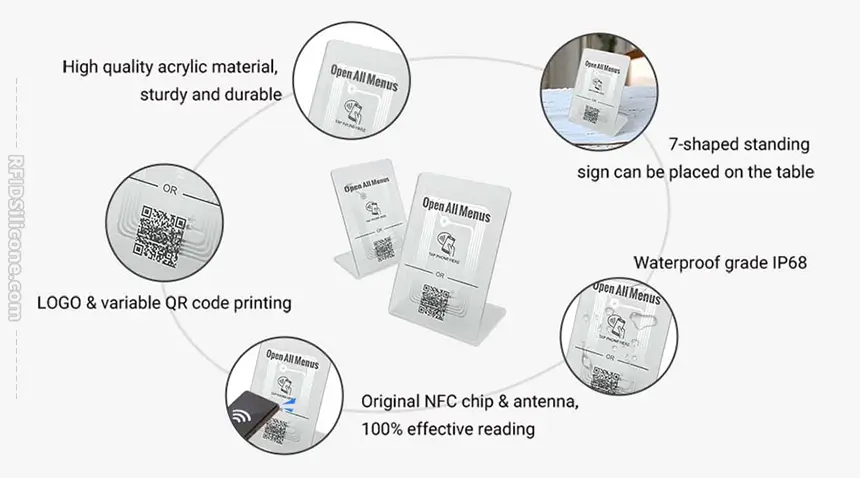 Smart Digital NFC Menu Clear Acrylic Holder Details