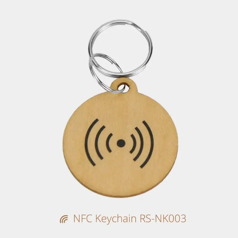 Personalized Wood NFC Keychain Tag Instant Tap to Connect