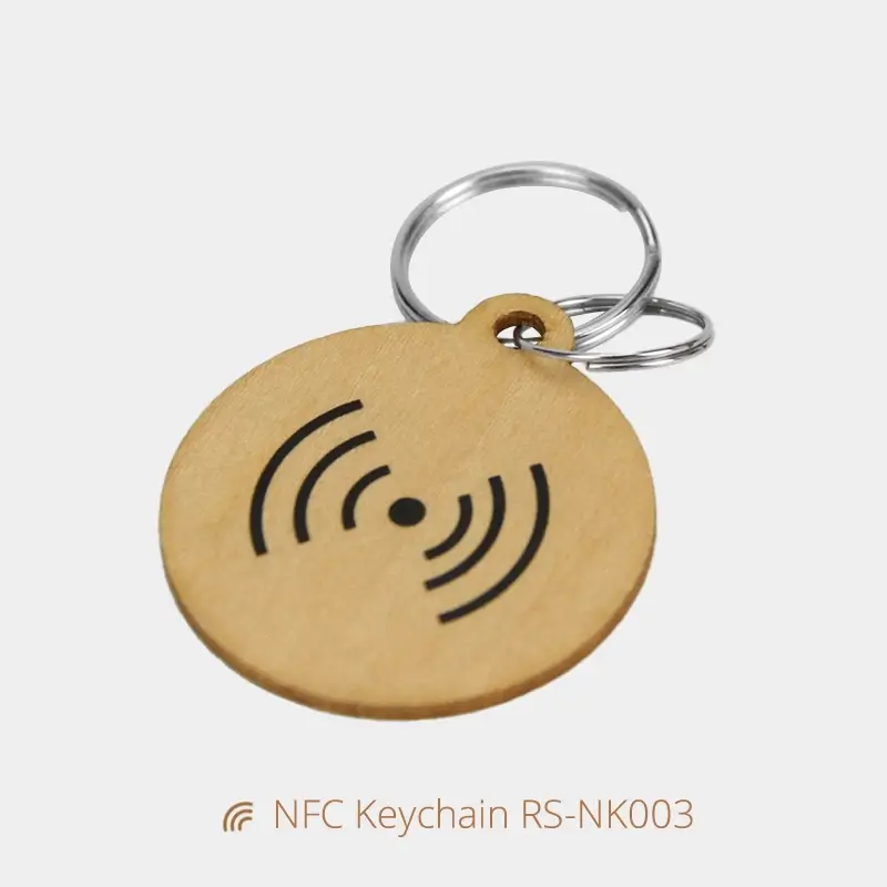 Personalized Wood NFC Keychain Tag Instant Tap to Connect