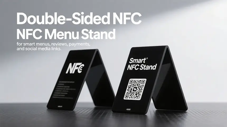 Black Acrylic Table Menu Stand NFC for Smart Menus Black Acrylic Table Menu Stand NFC for Smart Menus