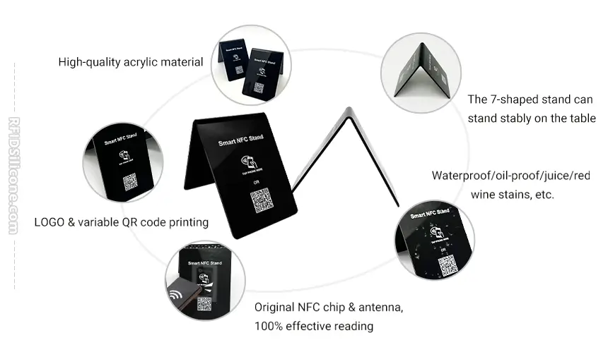 Details of CXJ Acrylic Double-Sided NFC Menu Stands RS-NM003 Details of CXJ Acrylic Double-Sided NFC Menu Stands RS-NM003