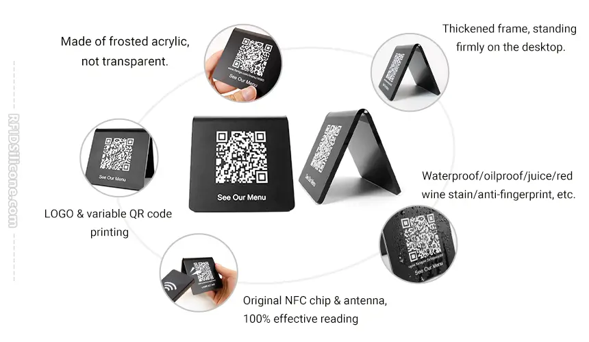 Details of Matte Acrylic Double-Sided NFC Menu Holder RS-NM017 Details of Matte Acrylic Double-Sided NFC Menu Holder RS-NM017