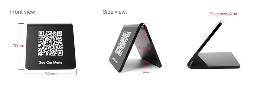 Size & design of RFIDSilicone Matte Acrylic Double-Sided NFC Menu Stands RS-NM017 Size & design of RFIDSilicone Matte Acrylic Double-Sided NFC Menu Stands RS-NM017