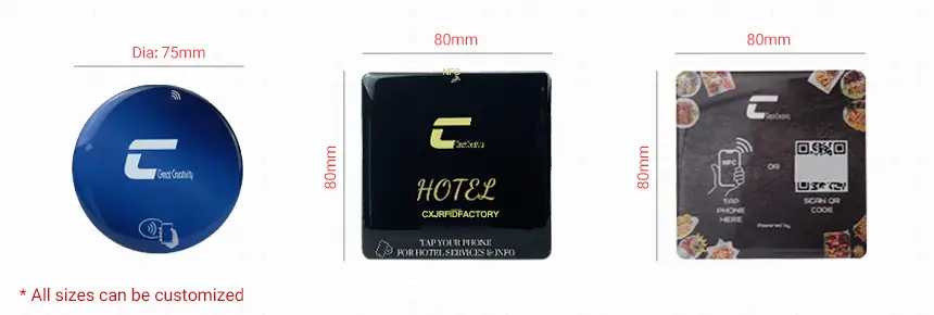 Size of Square Epoxy Menu NFC QR Tag RS-NM009 Size of Square Epoxy Menu NFC QR Tag RS-NM009