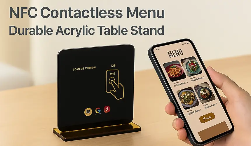 CXJ durable acrylic NFC contactless menu stand CXJ durable acrylic NFC contactless menu stand