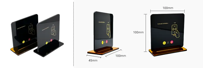 Size & design of RFIDSilicone Acrylic NFC Contactless Menu Stands RS-NM010 Size & design of RFIDSilicone Acrylic NFC Contactless Menu Stands RS-NM010
