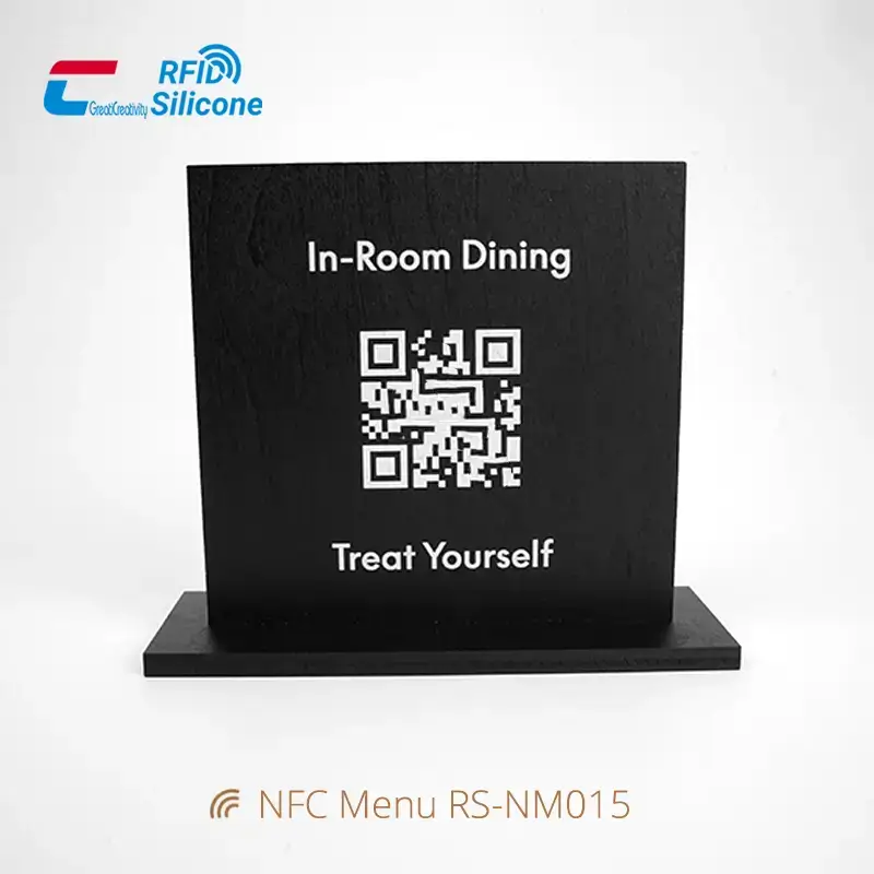 Custom Eco-friendly Fashion Wooden Menu Card NFC Stand