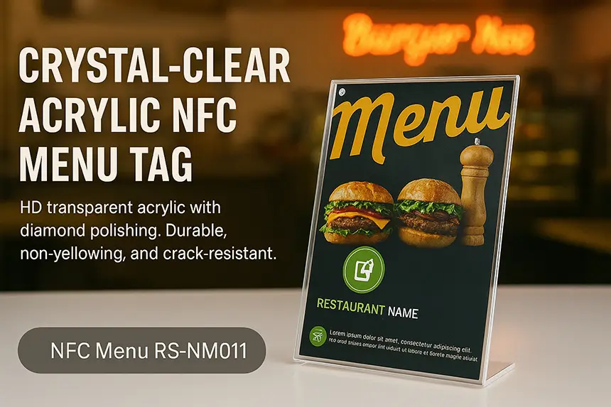 CXJ Crystal Clear Premium NFC Menu Tag Acrylic Holder CXJ Crystal Clear Premium NFC Menu Tag Acrylic Holder
