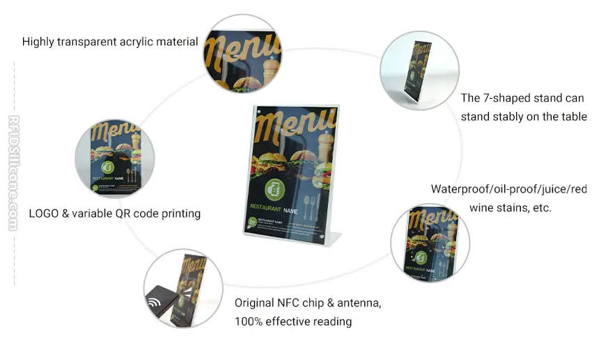 HD Transparent Acrylic NFC Menu Tag Stand RS-NM011 Product Details HD Transparent Acrylic NFC Menu Tag Stand RS-NM011 Product Details