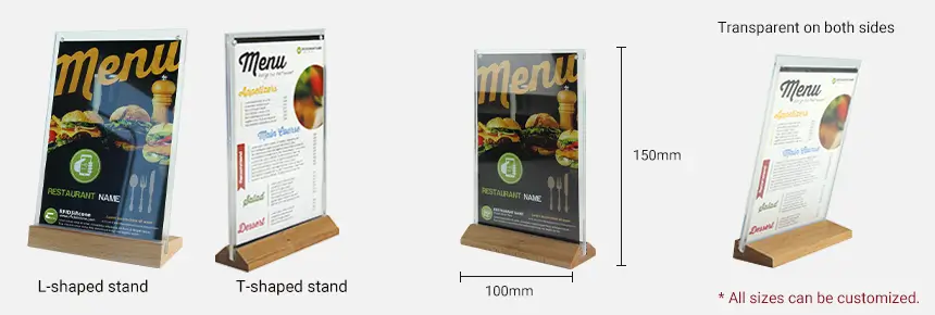 Size and Design of CXJ NFC Menu Acrylic Stand with Wood Base Size and Design of CXJ NFC Menu Acrylic Stand with Wood Base