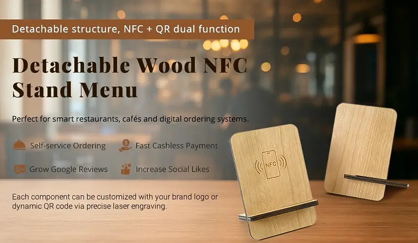 CXJ Detachable Wooden NFC Stand Menu