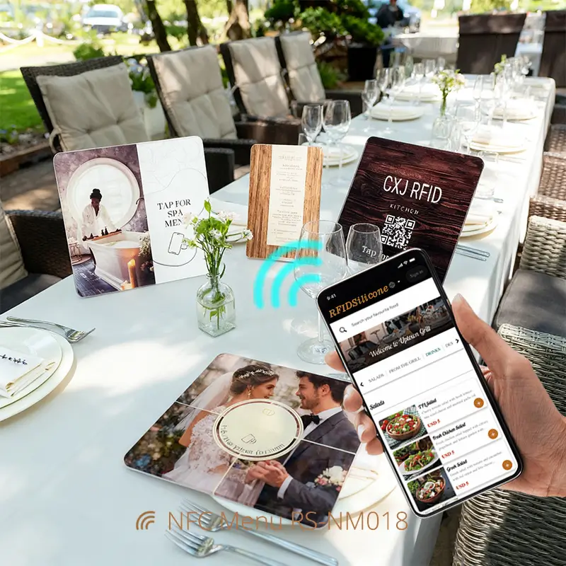 Custom Acrylic NFC Menu Tag for Spas or Weddings