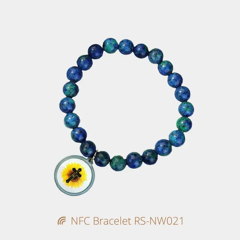 Colorful Stone Bead NFC Daily Bible NTAG213 Bracelets