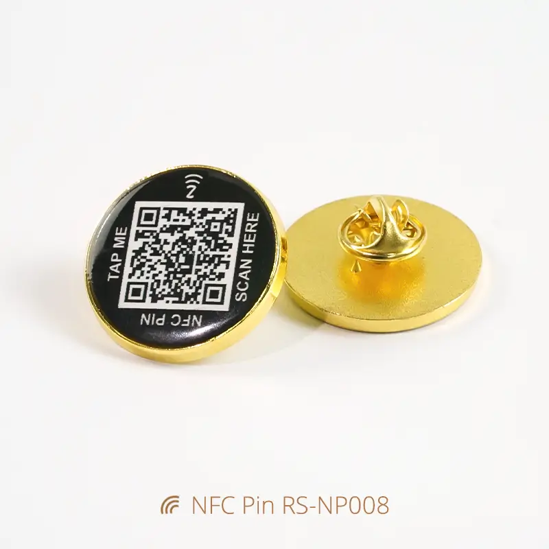 Fashion QR Code NFC Pin Tags Smart Metal Brooch